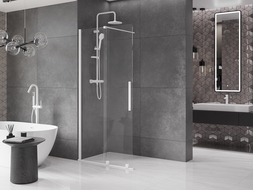 Mexen Velar ścianka prysznicowa rozsuwana Walk-in 100 x 200 cm, transparent 8 mm, biała - 871-100-000-03-20