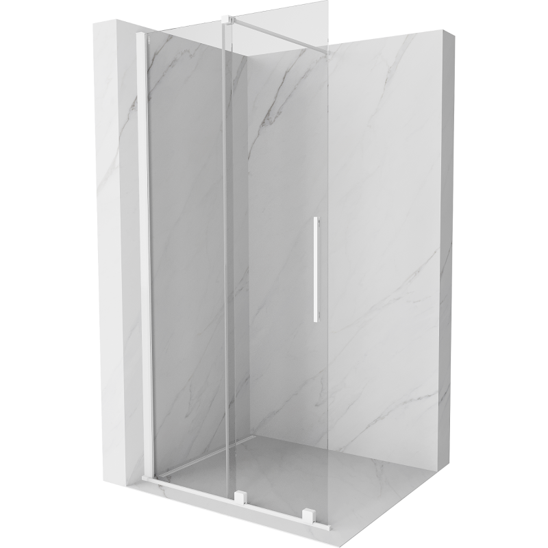 Mexen Velar paroi de douche coulissante Walk-in 120 x 200 cm, transparente 8 mm, blanche - 871-120-000-03-20