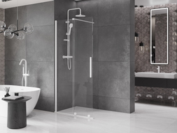 Mexen Velar klizna stijenka Walk-in 120 x 200 cm, prozirna 8 mm, bijela - 871-120-000-03-20