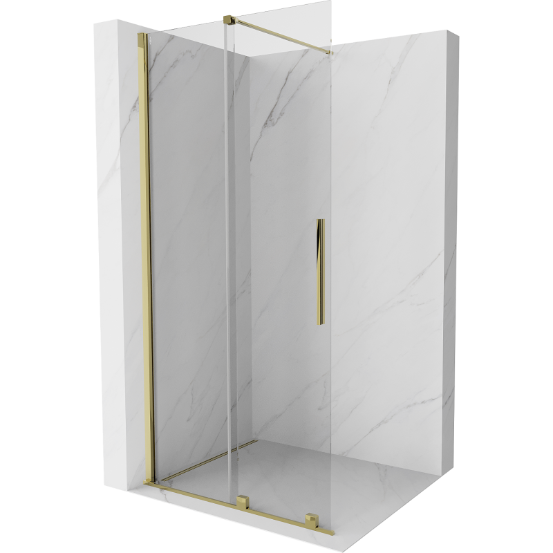 Mexen Velar mampara de ducha corredera Walk-in 90 x 200 cm, transparente 8 mm, dorada - 871-090-000-03-50