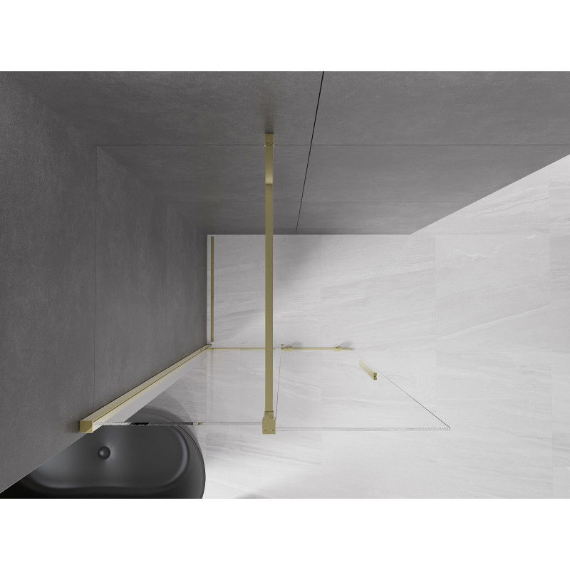 Mexen Velar schuifbare Walk-in douchewand 90 x 200 cm, transparant 8 mm, goud - 871-090-000-03-50