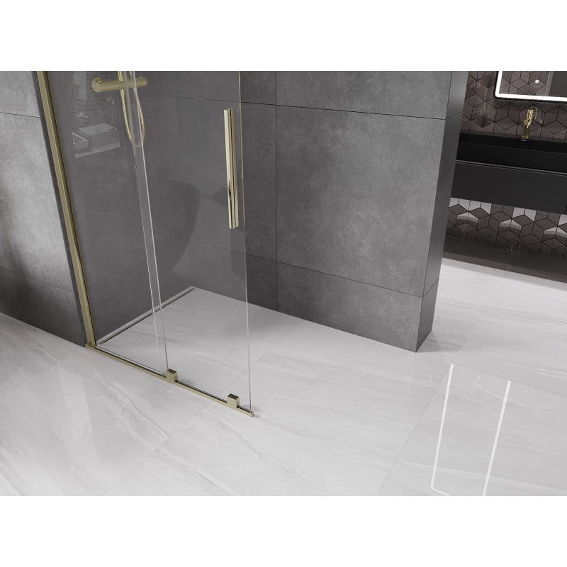 Mexen Velar ścianka prysznicowa rozsuwana Walk-in 100 x 200 cm, transparent 8 mm, złota - 871-100-000-03-50