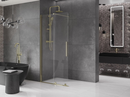Mexen Velar Klizni tuš zid Walk-in 100 x 200 cm, proziran 8 mm, zlatni - 871-100-000-03-50