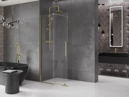 Mexen Velar Schiebetrennwand Walk-in 100 x 200 cm, transparent 8 mm, gold - 871-100-000-03-50