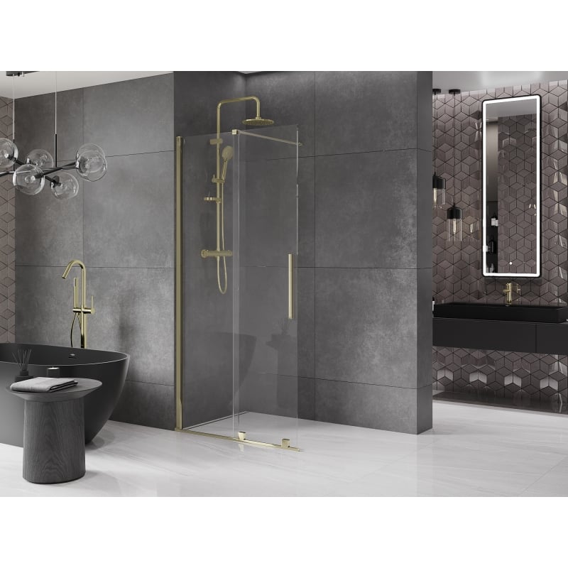 Mexen Velar libisev dušisein Walk-in 110 x 200 cm, läbipaistev 8 mm, kuldne - 871-110-000-03-50