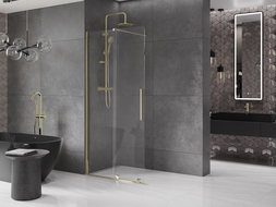 Mexen Velar panel de ducha deslizante Walk-in 70 x 200 cm, transparente 8 mm, dorado - 871-070-000-03-50