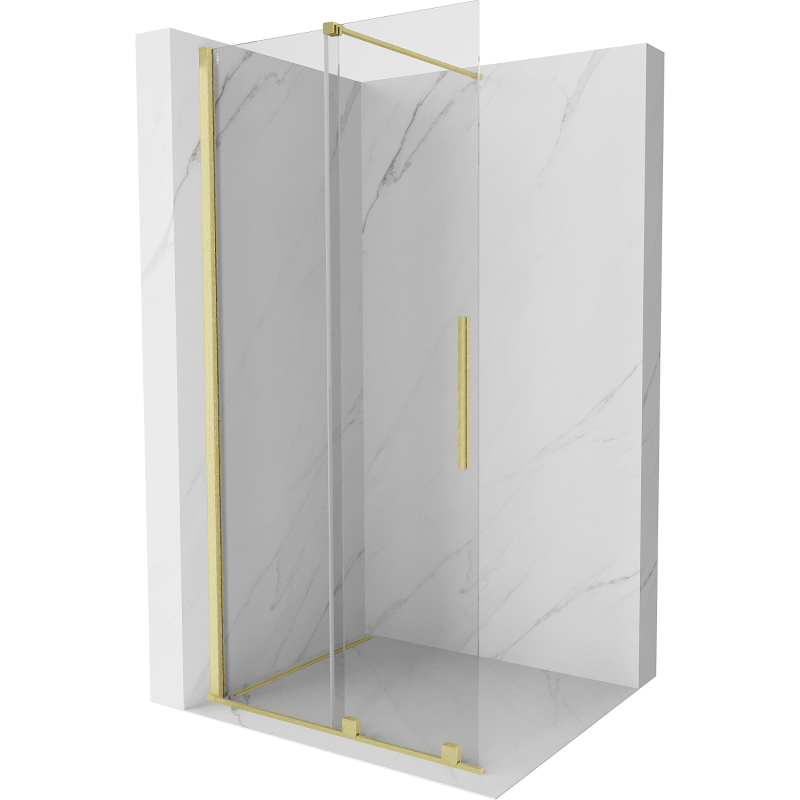 Mexen Velar ścianka prysznicowa rozsuwana Walk-in 75 x 200 cm, transparent 8 mm, złota szczotkowana - 871-075-000-03-55