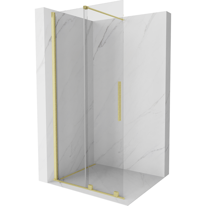 Mexen Velar paroi de douche coulissante Walk-in 90 x 200 cm, transparent 8 mm, or brossé - 871-090-000-03-55