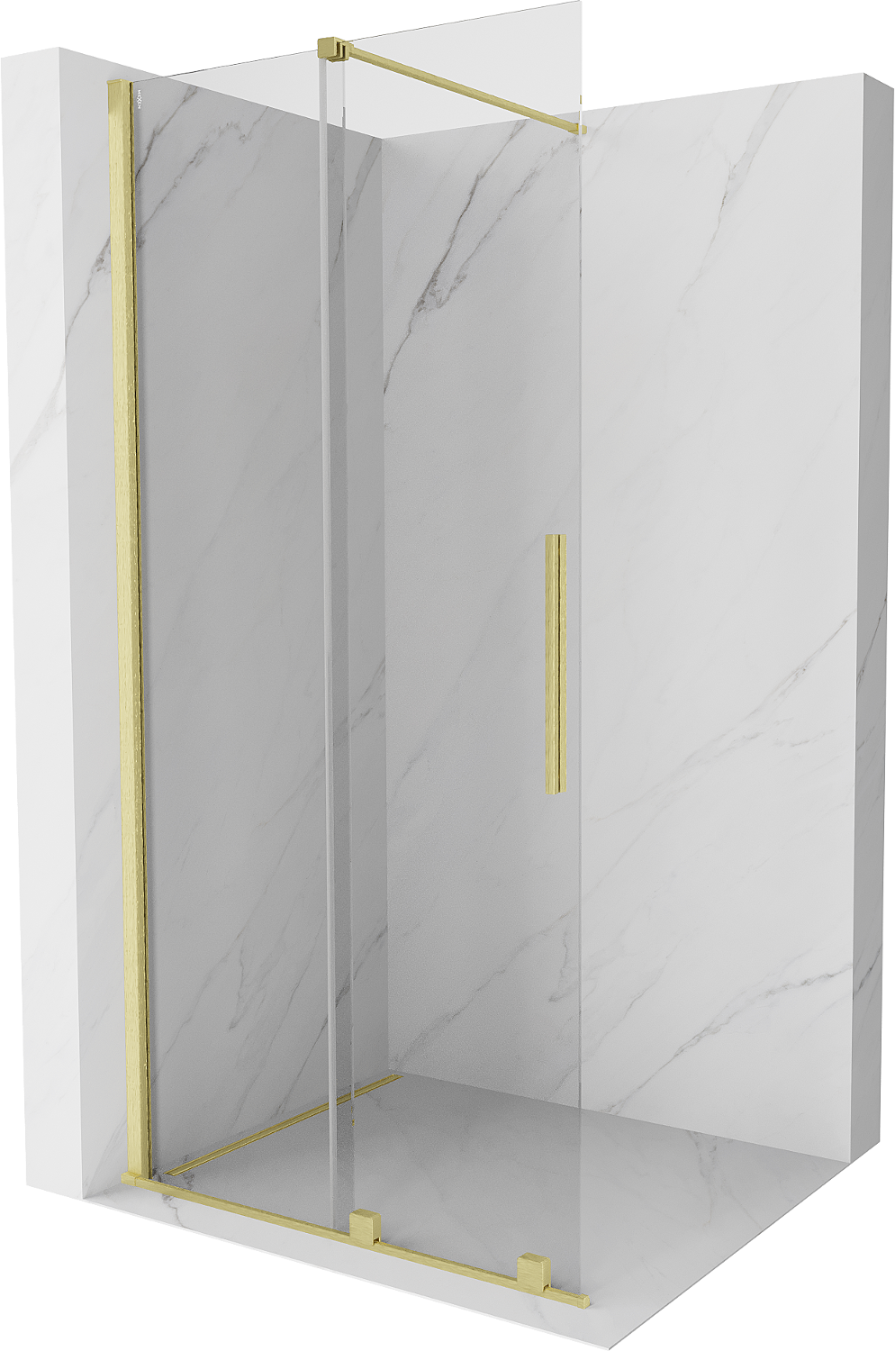 Mexen Velar ścianka prysznicowa rozsuwana Walk-in 100 x 200 cm, transparent 8 mm, złota szczotkowana - 871-100-000-03-55