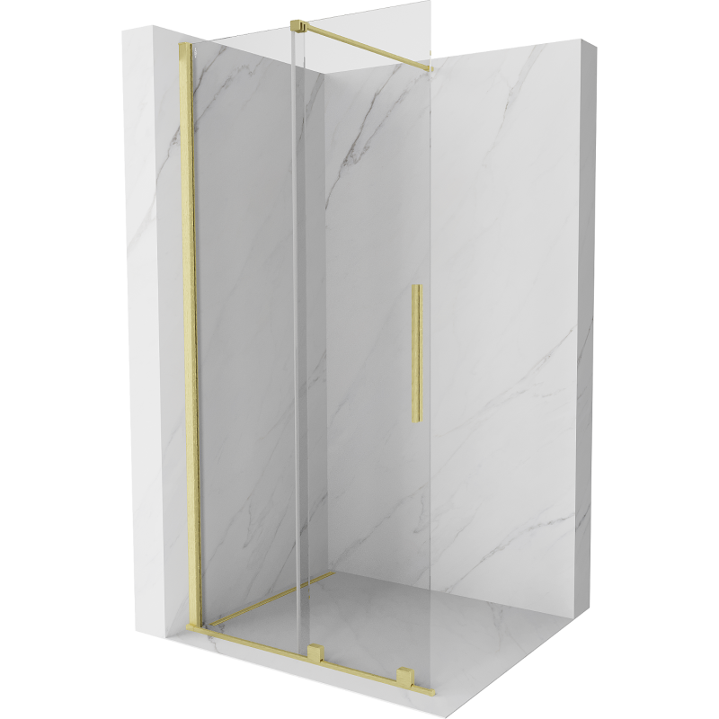 Mexen Velar Duschwand zum Schieben Walk-in 120 x 200 cm, transparent 8 mm, gebürstetes Gold - 871-120-000-03-55