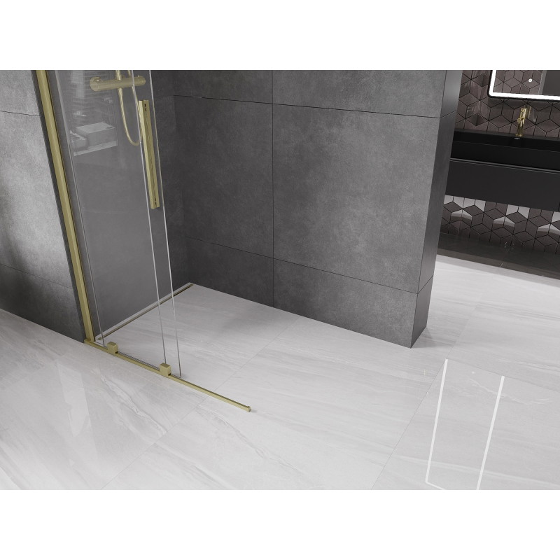 Mexen Velar klizna stijena za tuširanje Walk-in 120 x 200 cm, prozirna 8 mm, zlatna brušena - 871-120-000-03-55