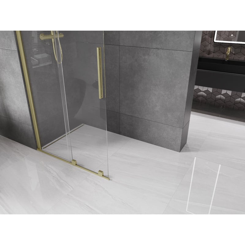 Mexen Velar Duschwand zum Schieben Walk-in 120 x 200 cm, transparent 8 mm, gebürstetes Gold - 871-120-000-03-55