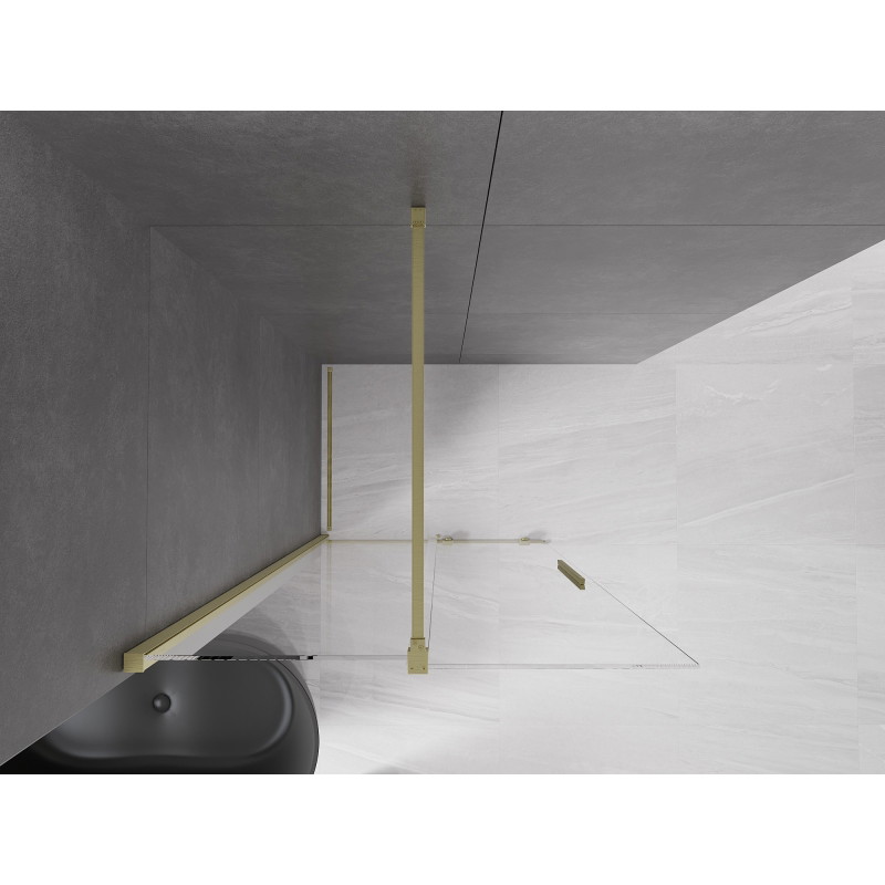 Mexen Velar klizna stijena za tuširanje Walk-in 120 x 200 cm, prozirna 8 mm, zlatna brušena - 871-120-000-03-55