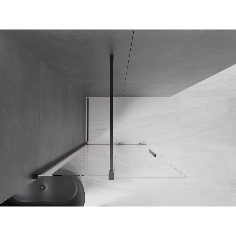Mexen Velar liuglev dušisein Walk-in 85 x 200 cm, läbipaistev 8 mm, must - 871-085-000-03-70