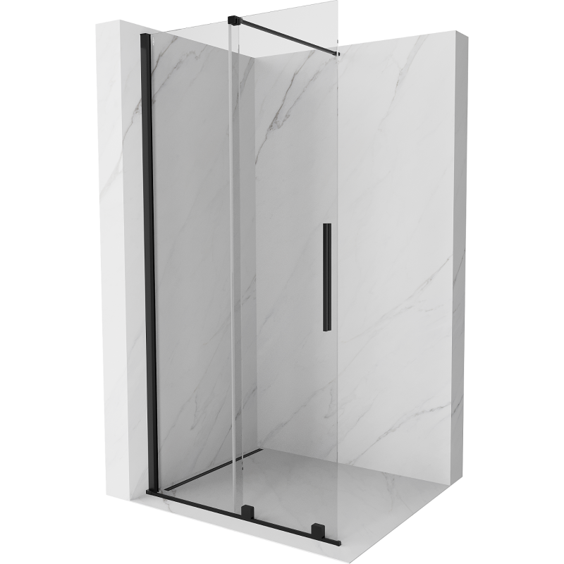 Mexen Velar Duschwand Schiebetür Walk-in 90 x 200 cm, transparent 8 mm, schwarz - 871-090-000-03-70
