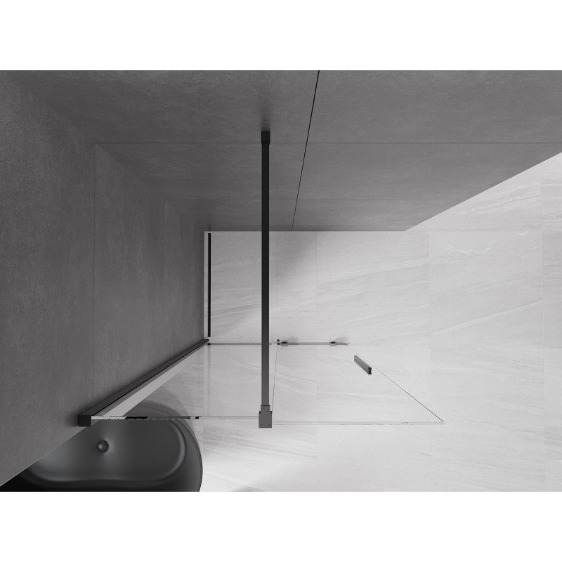 Mexen Velar drsna tuš stena Walk-in 90 x 200 cm, transparentna 8 mm, črna - 871-090-000-03-70