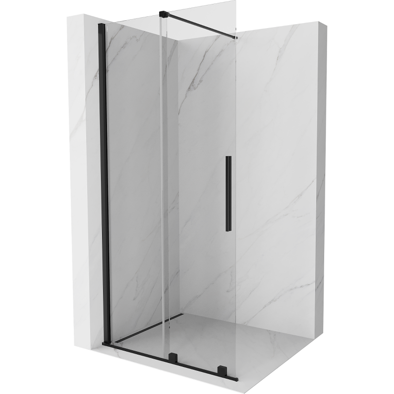 Mexen Velar ścianka prysznicowa rozsuwana Walk-in 110 x 200 cm, transparent 8 mm, czarna - 871-110-000-03-70