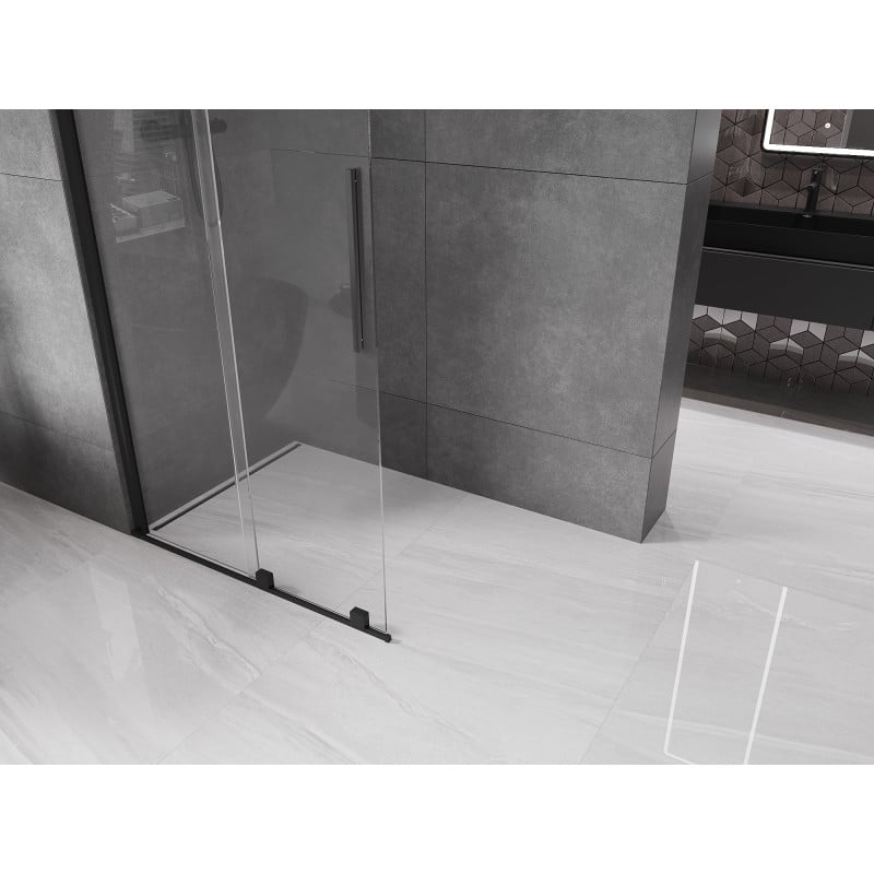 Mexen Velar ścianka prysznicowa rozsuwana Walk-in 110 x 200 cm, transparent 8 mm, czarna - 871-110-000-03-70