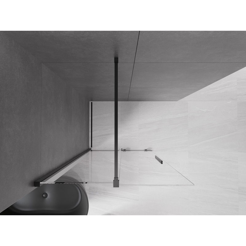 Mexen Velar συρόμενος τοίχος ντους Walk-in 120 x 200 cm, διαφανής 8 mm, μαύρος