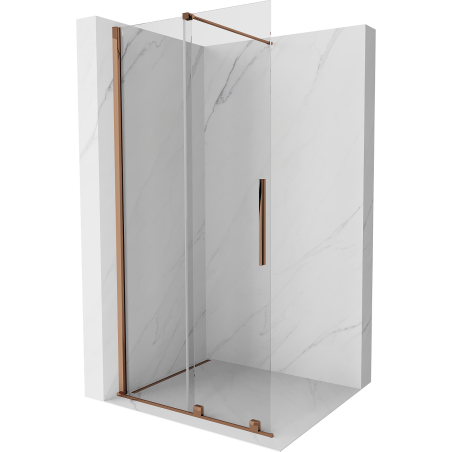 Mexen Velar ścianka prysznicowa rozsuwana Walk-in 75 x 200 cm, transparent 8 mm, różowe złoto - 871-075-000-03-60