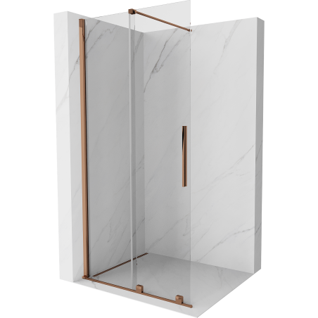 Mexen Velar ścianka prysznicowa rozsuwana Walk-in 85 x 200 cm, transparent 8 mm, różowe złoto - 871-085-000-03-60