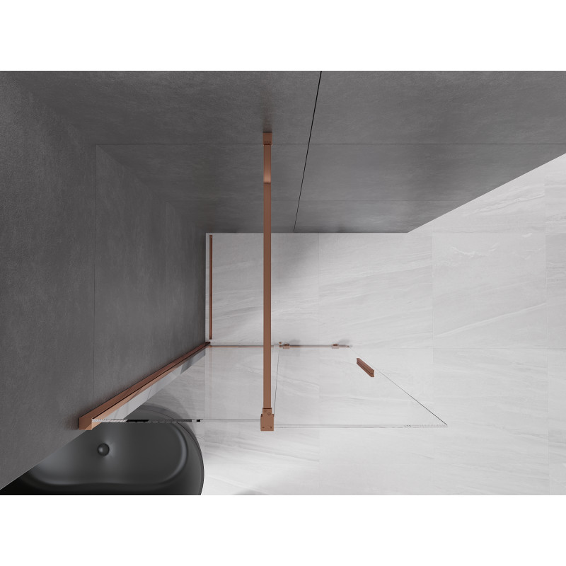 Mexen Velar ścianka prysznicowa rozsuwana Walk-in 85 x 200 cm, transparent 8 mm, różowe złoto - 871-085-000-03-60