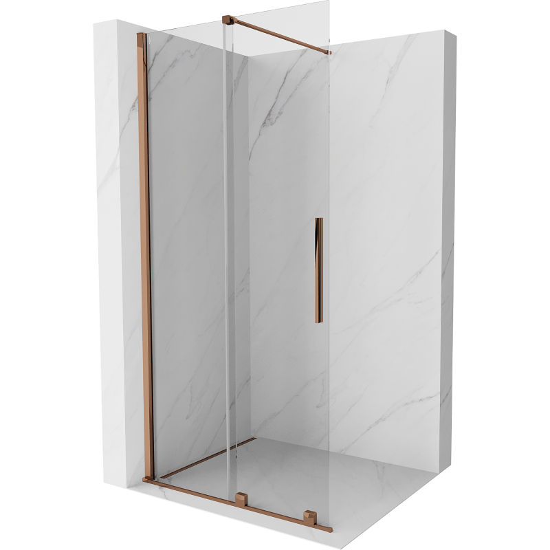 Mexen Velar Duschwand verschiebbar Walk-in 90 x 200 cm, transparent 8 mm, Roségold - 871-090-000-03-60