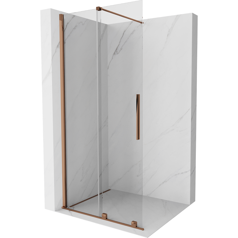 Mexen Velar ścianka prysznicowa rozsuwana Walk-in 100 x 200 cm, transparent 8 mm, różowe złoto - 871-100-000-03-60