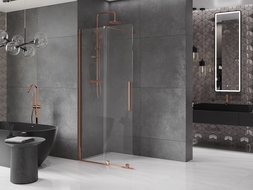 Mexen Velar ścianka prysznicowa rozsuwana Walk-in 100 x 200 cm, transparent 8 mm, różowe złoto - 871-100-000-03-60