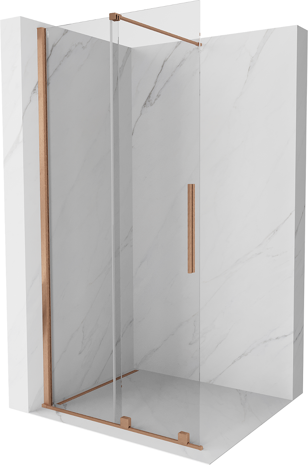 Mexen Velar ścianka prysznicowa rozsuwana Walk-in 70 x 200 cm, transparent 8 mm, miedź szczotkowana - 871-070-000-03-65