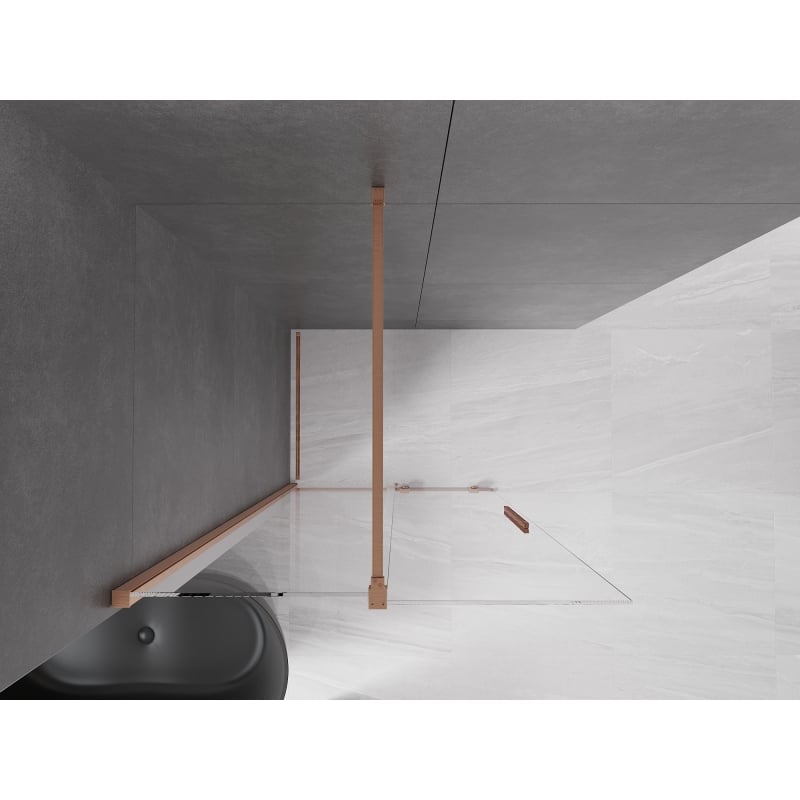 Mexen Velar walk-in sliding shower wall 85 x 200 cm, transparent 8 mm, brushed copper - 871-085-000-03-65