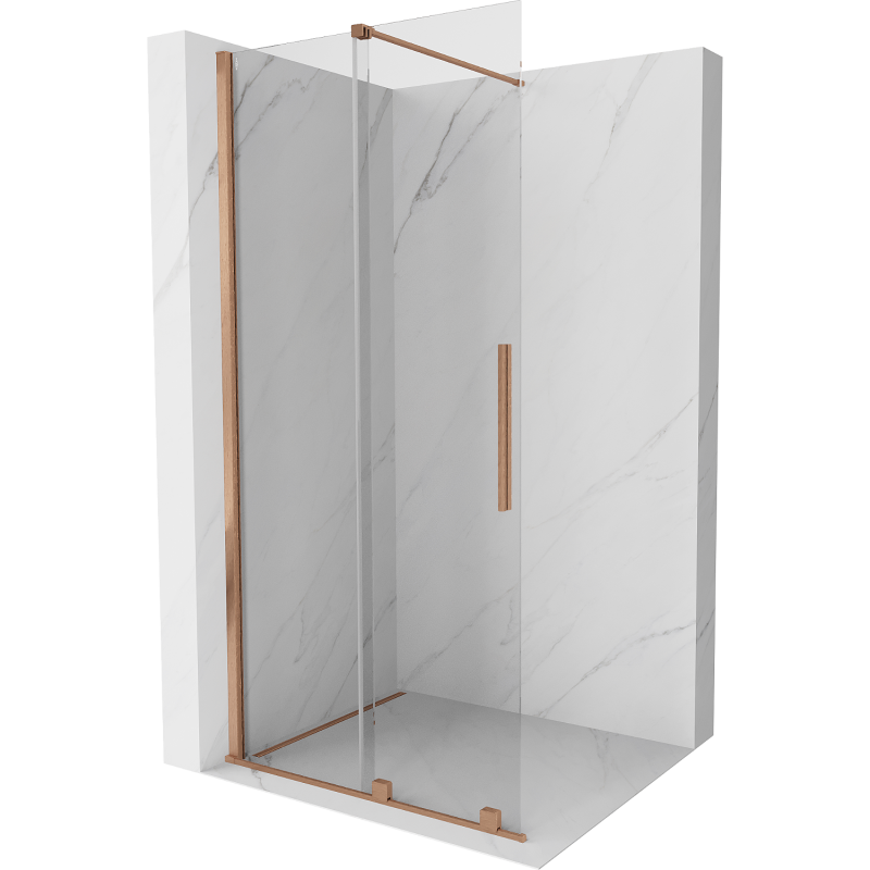 Mexen Velar verschiebbare Duschwand Walk-in 90 x 200 cm, transparent 8 mm, gebürstetes Kupfer - 871-090-000-03-65