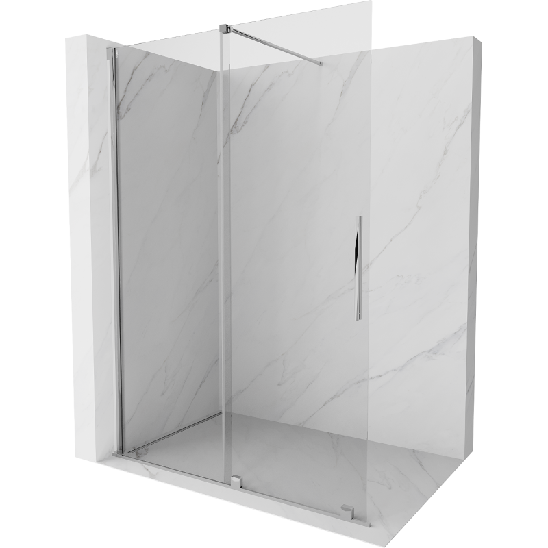Mexen Velar schuifbare douchewand Walk-in 130 x 200 cm, transparant 8 mm, chroom - 871-130-000-03-01