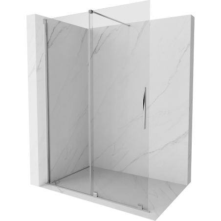 Mexen Velar schuifbare douchewand Walk-in 130 x 200 cm, transparant 8 mm, chroom - 871-130-000-03-01