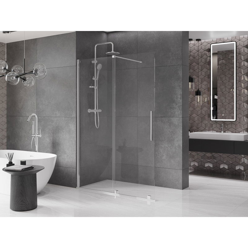 Mexen Velar Parede de duche deslizante Walk-in 130 x 200 cm, transparente 8 mm, cromada - 871-130-000-03-01
