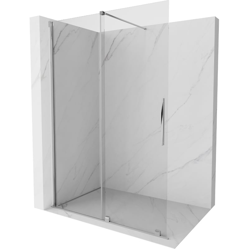 Mexen Velar Schiebetür-Duschwand Walk-in 140 x 200 cm, transparent 8 mm, Chrom - 871-140-000-03-01