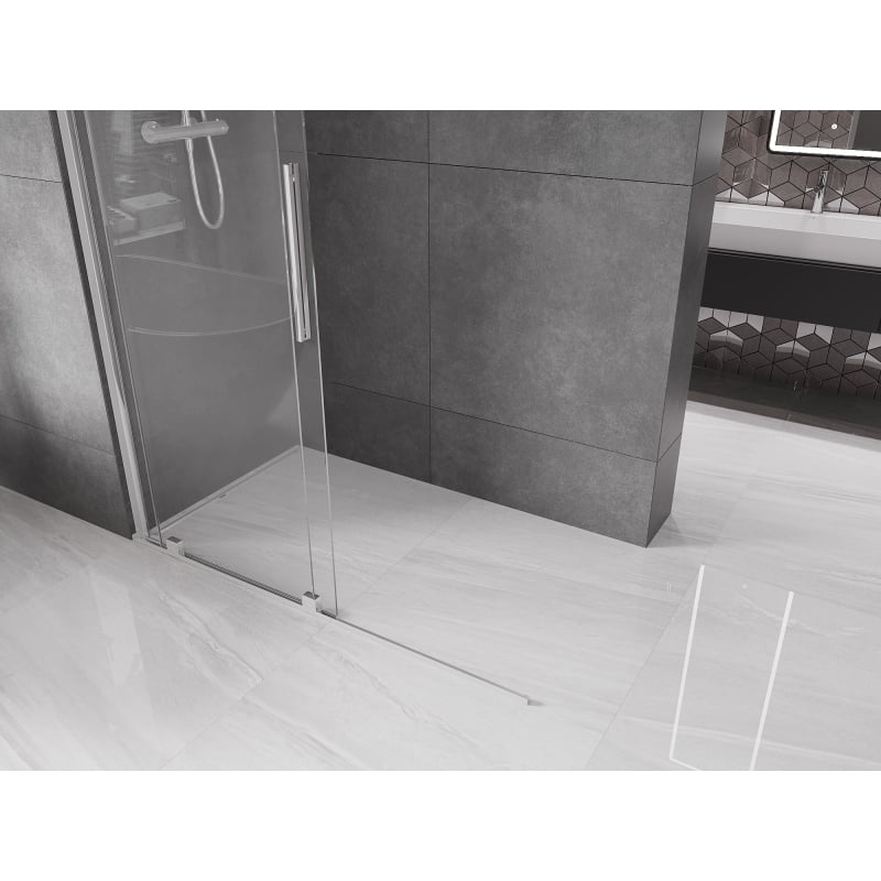 Mexen Velar Schiebetür-Duschwand Walk-in 140 x 200 cm, transparent 8 mm, Chrom - 871-140-000-03-01