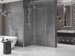 Mexen Velar sliding shower wall Walk-in 140 x 200 cm, transparent 8 mm, chrome - 871-140-000-03-01