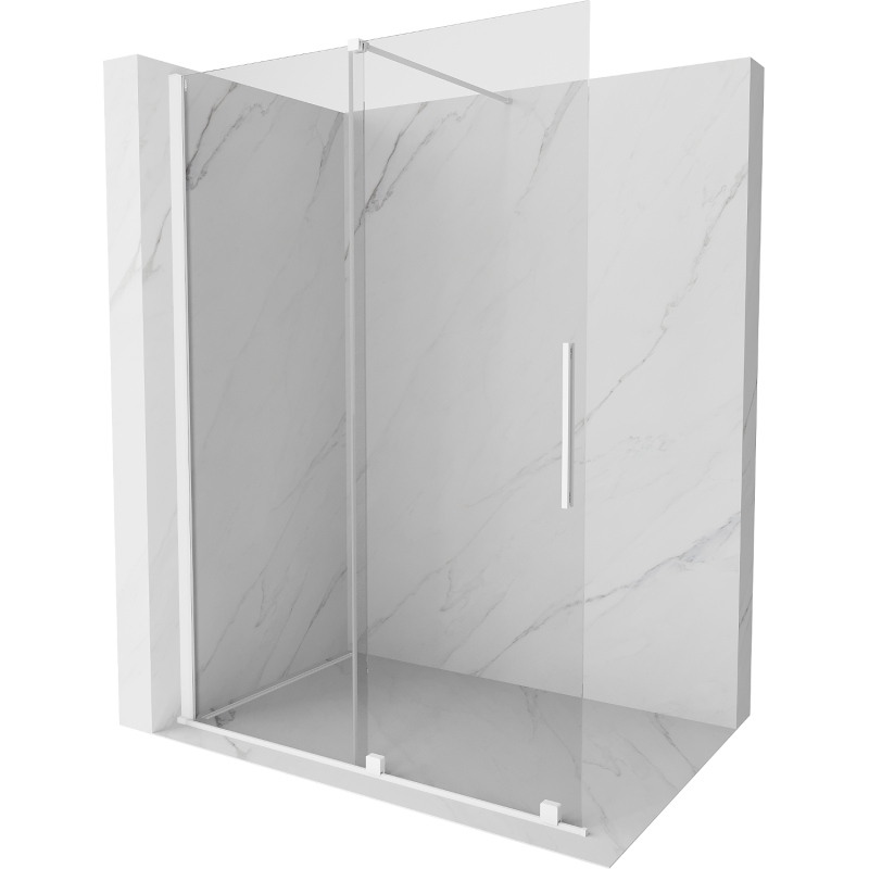 Mexen Velar parede de chuveiro deslizante Walk-in 160 x 200 cm, transparente 8 mm, branca - 871-160-000-03-20