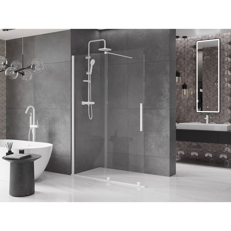 Mexen Velar panel de ducha corredero Walk-in 150 x 200 cm, transparente 8 mm, blanco - 871-150-000-03-20