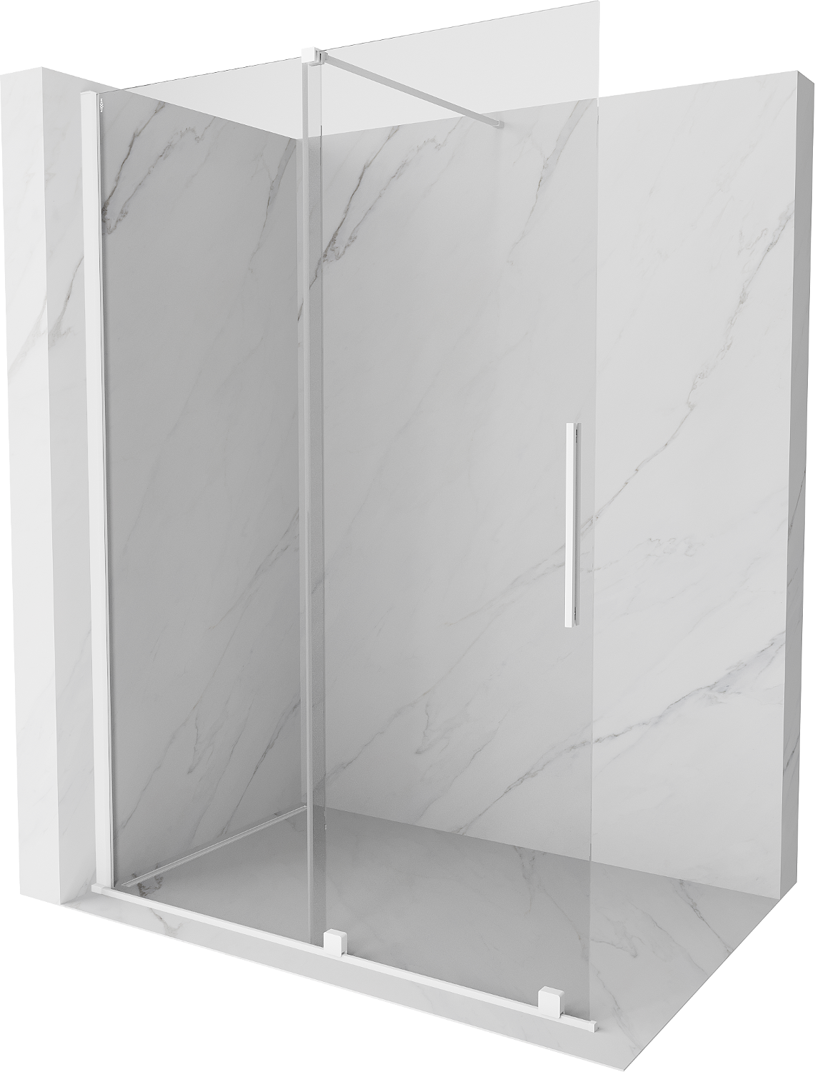 Mexen Velar ścianka prysznicowa rozsuwana Walk-in 140 x 200 cm, transparent 8 mm, biała - 871-140-000-03-20