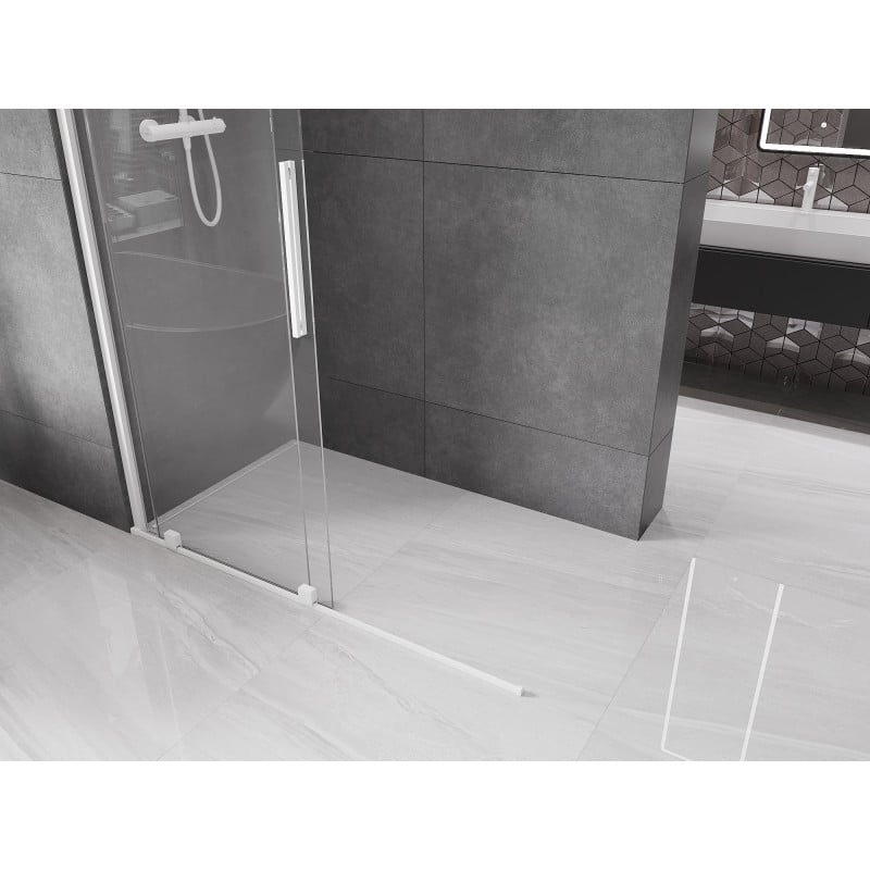 Mexen Velar sliding Walk-in shower screen 140 x 200 cm, transparent 8 mm, white - 871-140-000-03-20