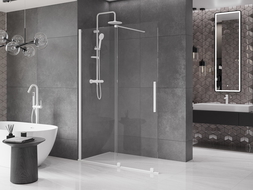 Mexen Velar ścianka prysznicowa rozsuwana Walk-in 130 x 200 cm, transparent 8 mm, biała - 871-130-000-03-20