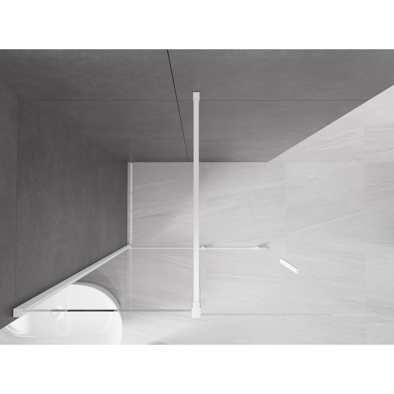 Mexen Velar ścianka prysznicowa rozsuwana Walk-in 130 x 200 cm, transparent 8 mm, biała - 871-130-000-03-20
