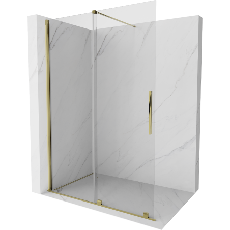 Mexen Velar paroi de douche coulissante Walk-in 140 x 200 cm, transparent 8 mm, or - 871-140-000-03-50