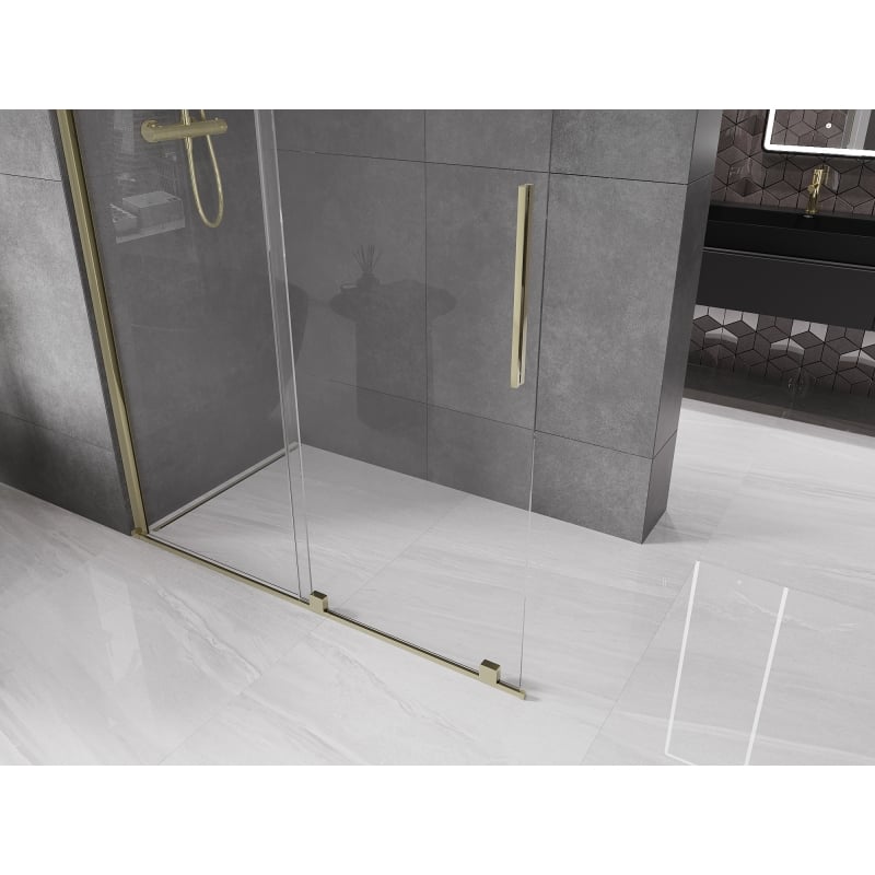 Mexen Velar paroi de douche coulissante Walk-in 140 x 200 cm, transparente 8 mm, or - 871-140-000-03-50