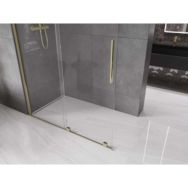 Mexen Velar ścianka prysznicowa rozsuwana Walk-in 140 x 200 cm, transparent 8 mm, złota - 871-140-000-03-50
