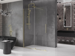 Mexen Velar Duschwand, verschiebbar, Walk-in 140 x 200 cm, transparent 8 mm, Gold - 871-140-000-03-50