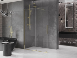 Mexen Velar Klizni tuš zid Walk-in 140 x 200 cm, proziran 8 mm, zlatni - 871-140-000-03-50