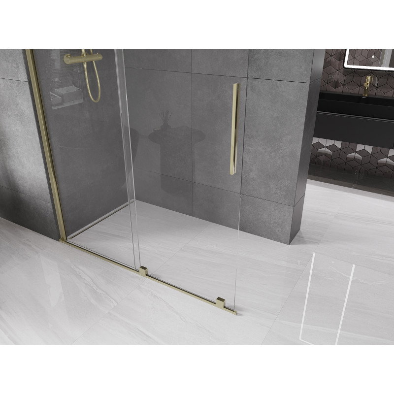 Mexen Velar sliding walk-in shower wall 160 x 200 cm, transparent 8 mm, gold - 871-160-000-03-50